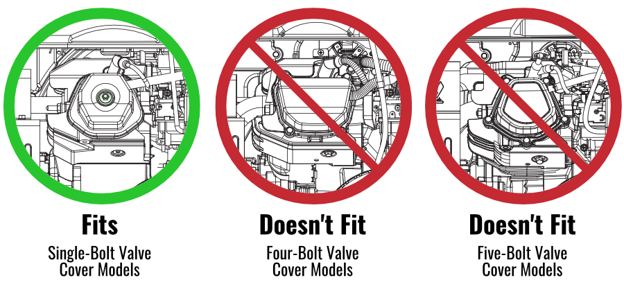 Fits Single-Bolt valve cover models only. Does not fit four or five-bolt valve cover models.